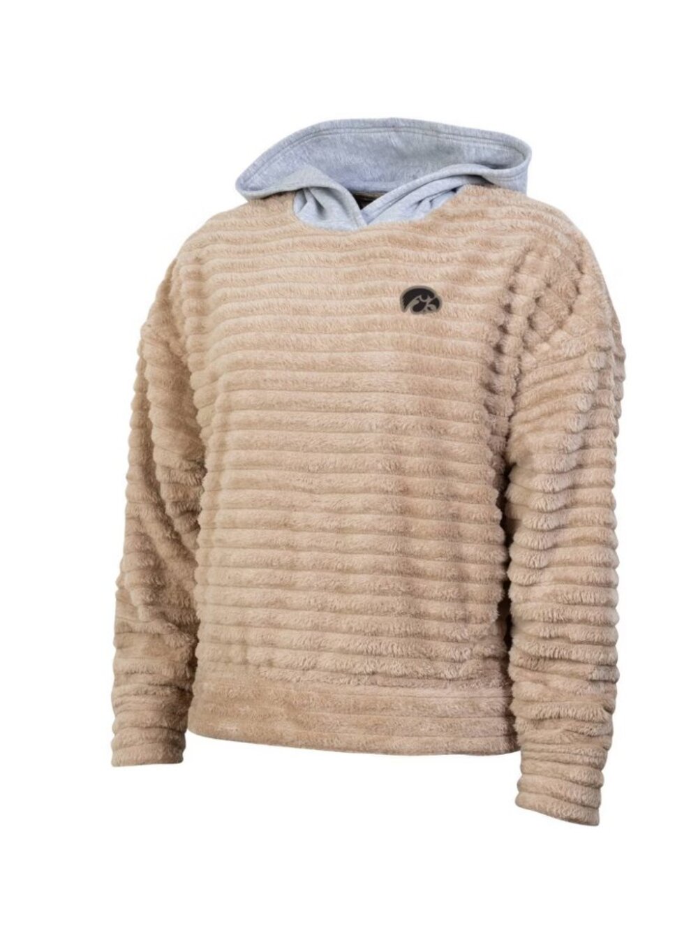 Iowa Hawkeyes Fuzzy Hoodie Rivalry Threads Women's Ribbed Fleece Tan - Size M
